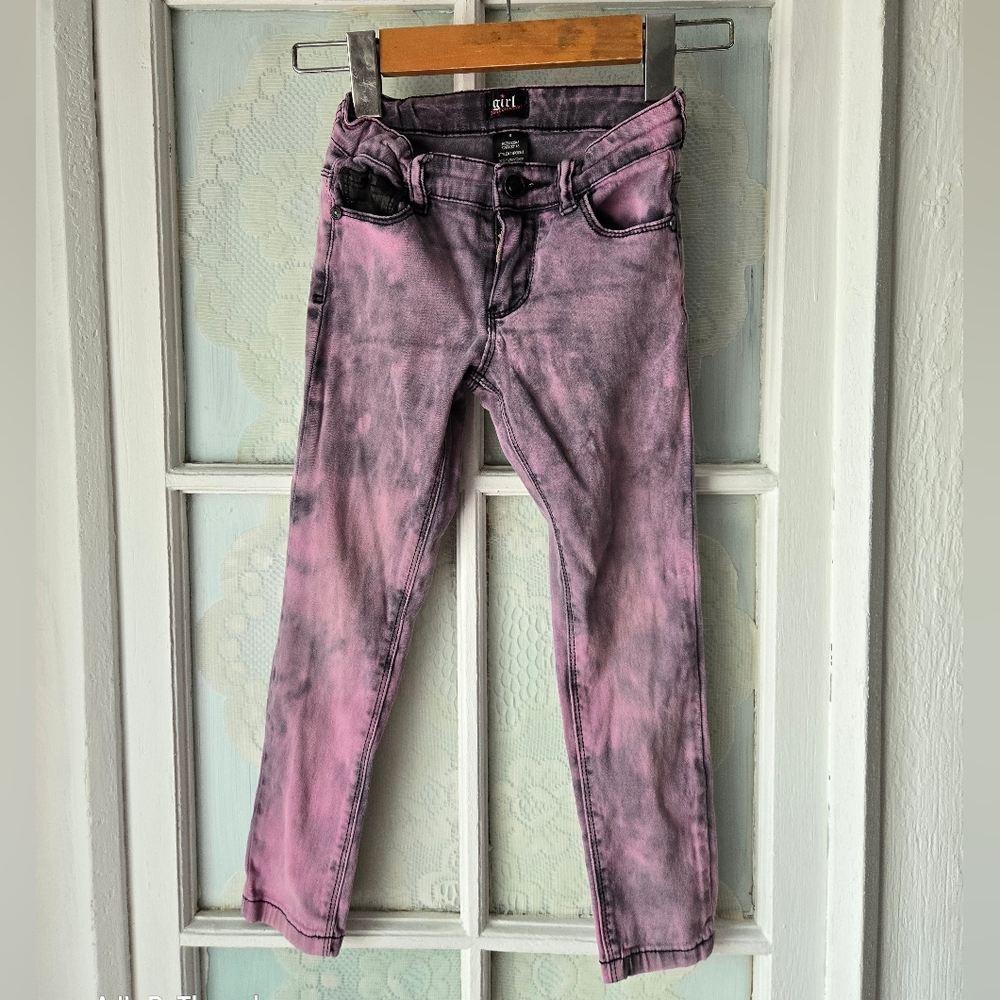 Girl Confidential Pink Black Acid Wash Skinny Jeans Kids